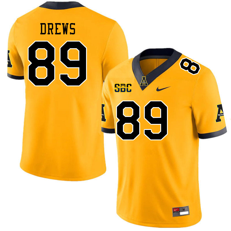 Men #89 August Drews Appalachian State Mountaineers College Football Jerseys Stitched Sale-Gold - Click Image to Close